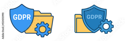 Protecting data privacy with GDPR compliance symbols and illustrated folders showcasing secure information management practices
