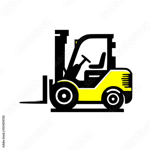 A clean side view of a forklift, ready to lift and transport pallets