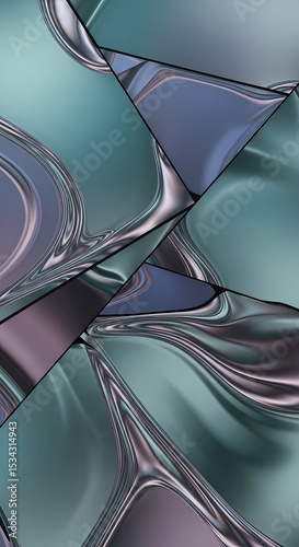 Abstract Metallic Fractal: Geometric Liquid Flow