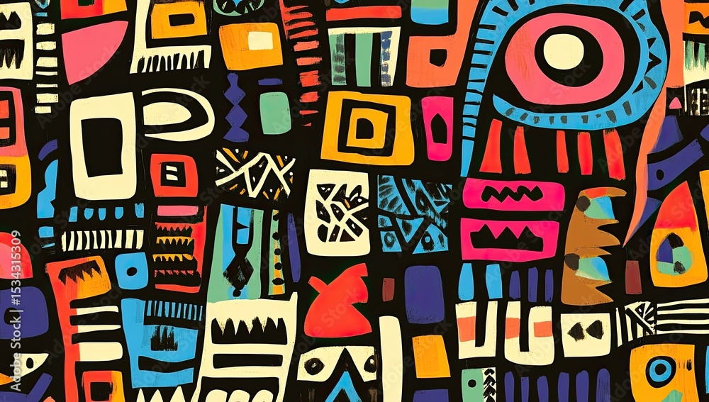 Obraz premium Vibrant abstract pattern with bold shapes and colors