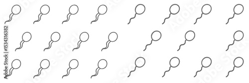 Collection of simplified sperm icons arranged in a repeating pattern, perfect for educational and illustrative purposes