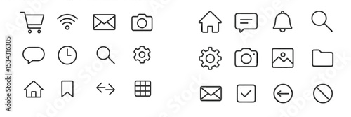 Different icons representing various functionalities commonly found in digital interfaces and applications