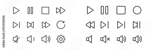 Various playback and volume control icons displayed on a plain background in a minimalistic design