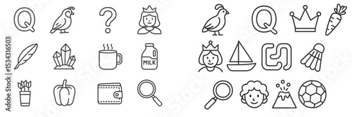 Vector flat illustration showcasing various whimsical icons, including animals, objects, and characters, that create a playful and engaging atmosphere