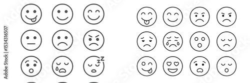 Collection of diverse facial expressions illustrated in a vector flat design suitable for communication and emotional representation
