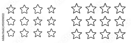 Outline of stars arranged in two groups for review or rating purposes, emphasizing design simplicity and clarity