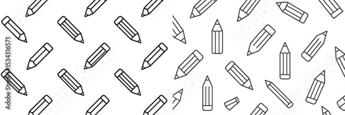Creative stationery pattern showcasing various shaped pencils on a clean background, perfect for artistic projects or educational materials