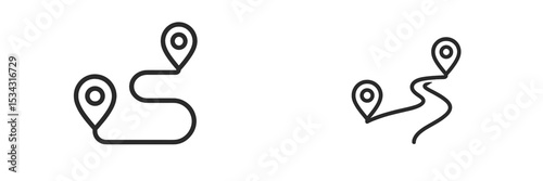 Road map icons featuring navigation points for routes and directions in a simple vector illustration style