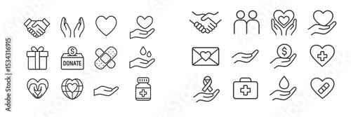 Vector illustration of hands symbolizing support, love, and health activities in a charitable context