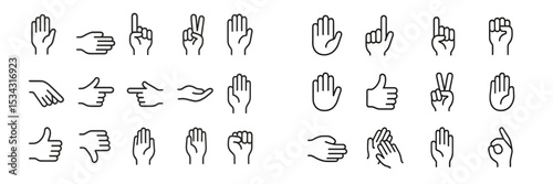 Collection of flat vector hand gestures showcasing various expressions and activities for communication