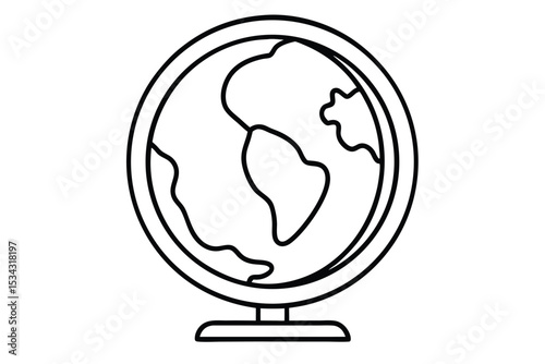 Minimalist Globe Outline Educational Geography Tool, Classroom Teaching Aid and World Map Representation