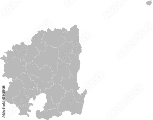 Gyeongsangbuk, South Korea (Republic of Korea) – administrative vector map with level 2 division boundaries (Web Mercator projection, PPT-compatible & fully editable)