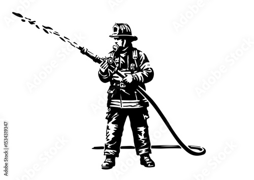 stencil, sign, icon, illustration, symbol, danger, firefighter, fire, protection, vector, safety, isolated, equipment, security, logo, pictogram, black, silhouette, white, design, flame, hose, 