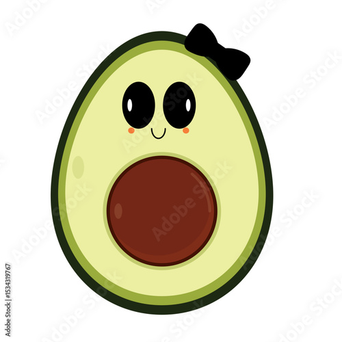  cute kawaii avocado with a bowtie hairclip cartoon