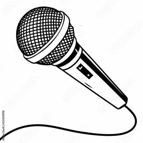 Minimalistic simple flat view of a microphone.
