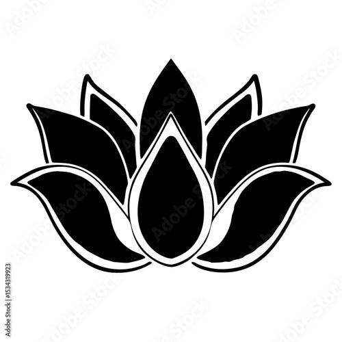 Minimalistic simple flat view of a lotus flower.