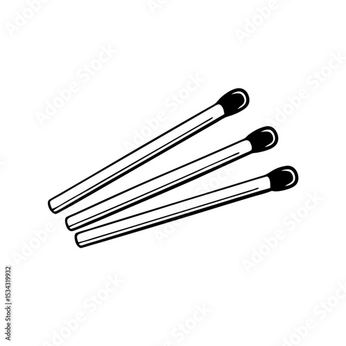Minimalistic simple flat view of a black and white pictogram of matches.
