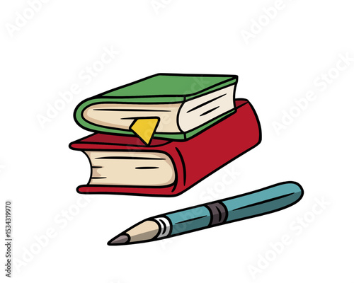Classic Stack of Books with a Pencil for a Timeless and Scholarly Education Theme Vector illustration