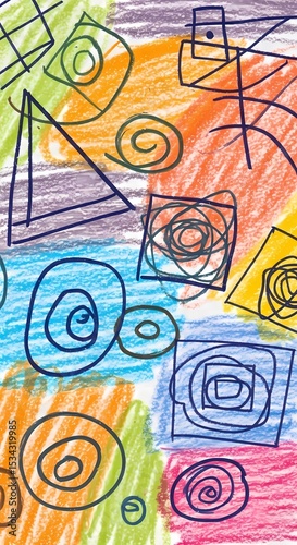 Colorful Abstract Scribble Art: Childlike Expression