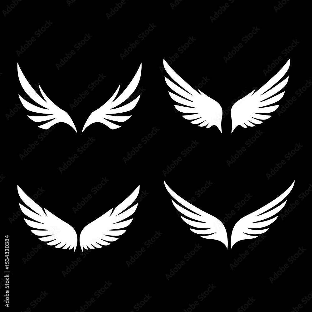 Obraz premium Modern abstract white wing icons