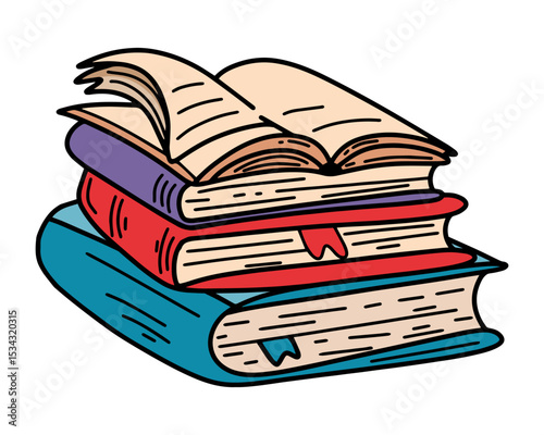 Vivid Pile of Books Vibrant and Knowledgeable Classroom Scene Theme Vector illustration