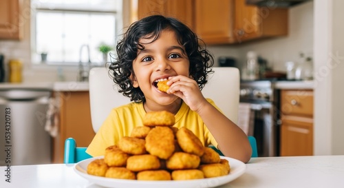 kids eating chicken nugget
