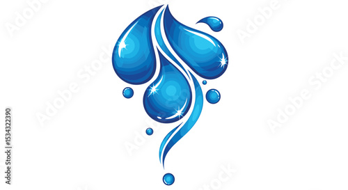 Captivating Blue Water Droplets Elegantly Cascading Downward Symbolizing Purity Freshness and Environmental Consciousness With A Flowing Design