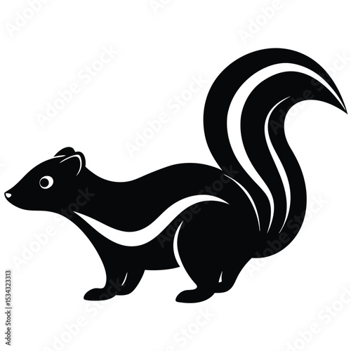 A Skunk  silhouette design on a white background.
