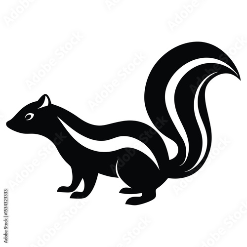 A Skunk  silhouette design on a white background.