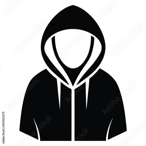 Black vector icon of a business person in a suit, their head a silhouette with a mask, symbolizing an anonymous professional