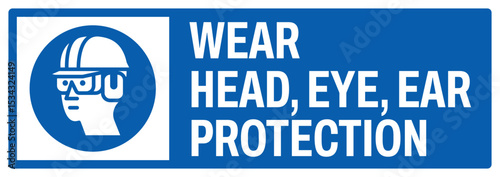 mandatory safety signs v2 uppercase text_wear head eye ear protection landscape size 1/2 a4,a3,a2,a1	 
