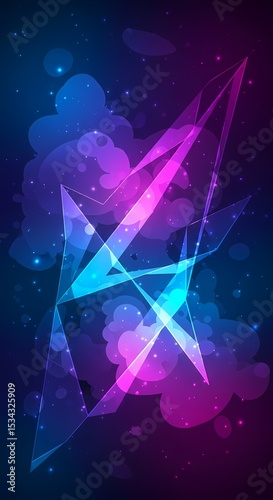 Abstract Neon Geometric Glow: Modern Digital Art