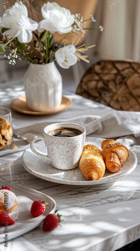 Wallpaper Mural croissant on white table cozy clean kitchen Torontodigital.ca