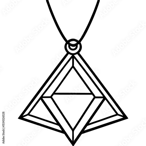 Geometric Triangle Charm Line Art