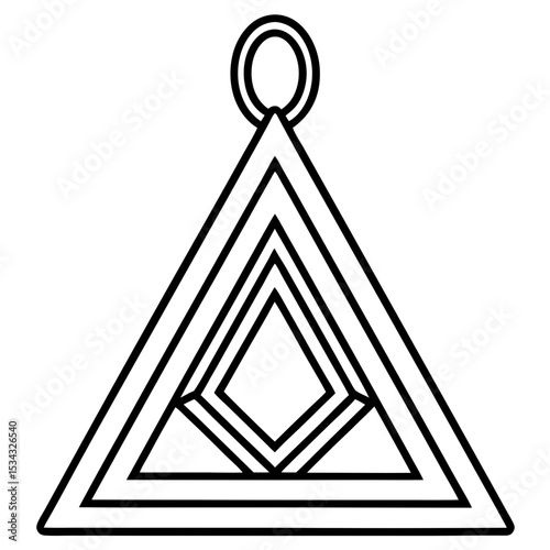 Geometric Triangle Charm Line Art