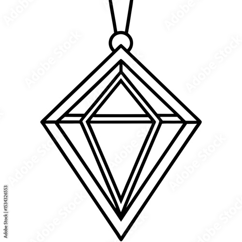 Geometric Triangle Charm Line Art