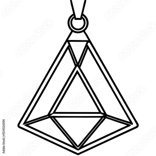 Geometric Triangle Charm Line Art