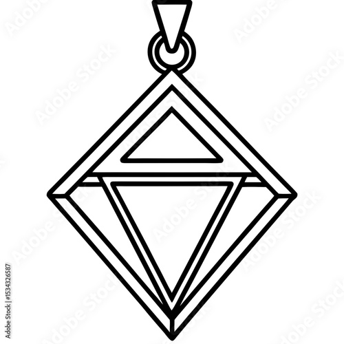 Geometric Triangle Charm Line Art