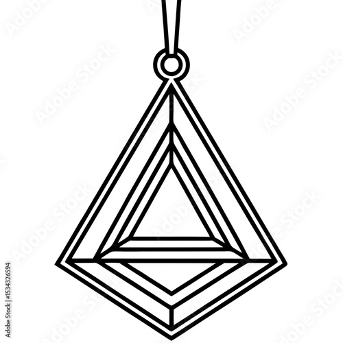 Geometric Triangle Charm Line Art