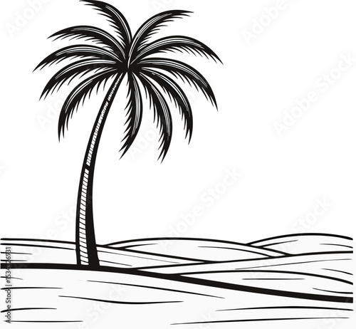 "Tropical Palm Tree Summer Island Vector Illustration"
