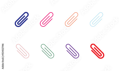 Attachment Symbols Paperclip Colorful Icons Set.