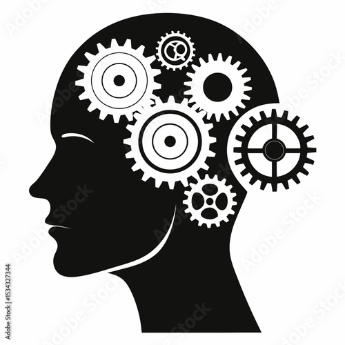 human head with gears