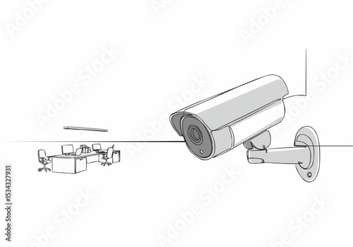 A security camera overseeing an office setup.
