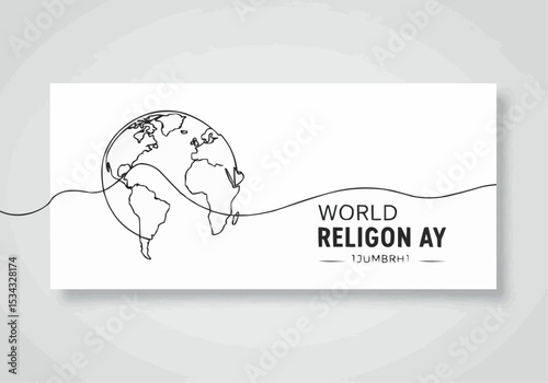 Minimalist design of World Religion Day celebration in the shape of the earth