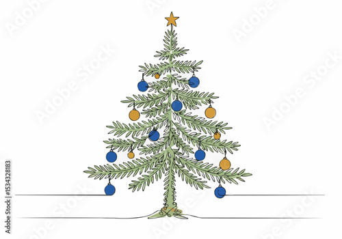 Festive Christmas tree decorated with ornaments.