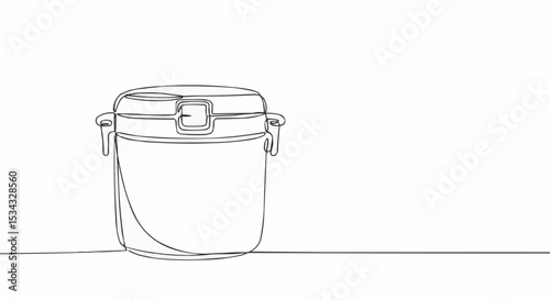 A minimal one-line drawing of a lunch box with copy space.
