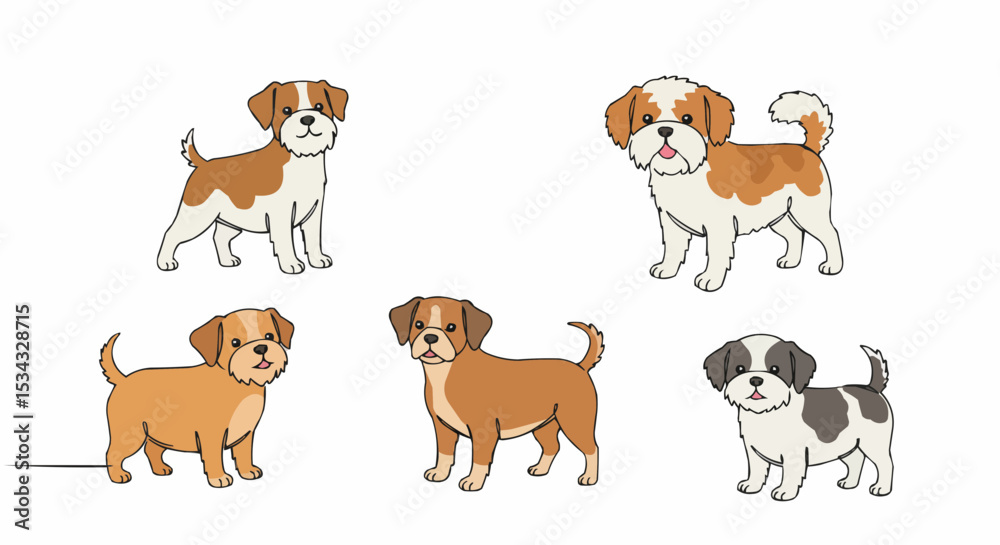 Obraz premium Adorable puppies illustrations.