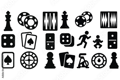Game icons set isolated on white background