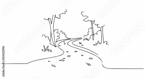 A winding path in the woods.