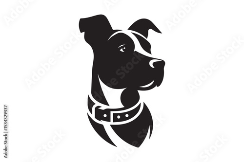 Dog Silhouette logo. Black and White Canine, Hound, Pooch, Puppy, Mutt, Tyke, Doggy.